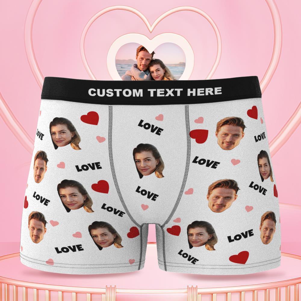 Men's Custom Love And Face On Boxer Shorts 3D Online Preview