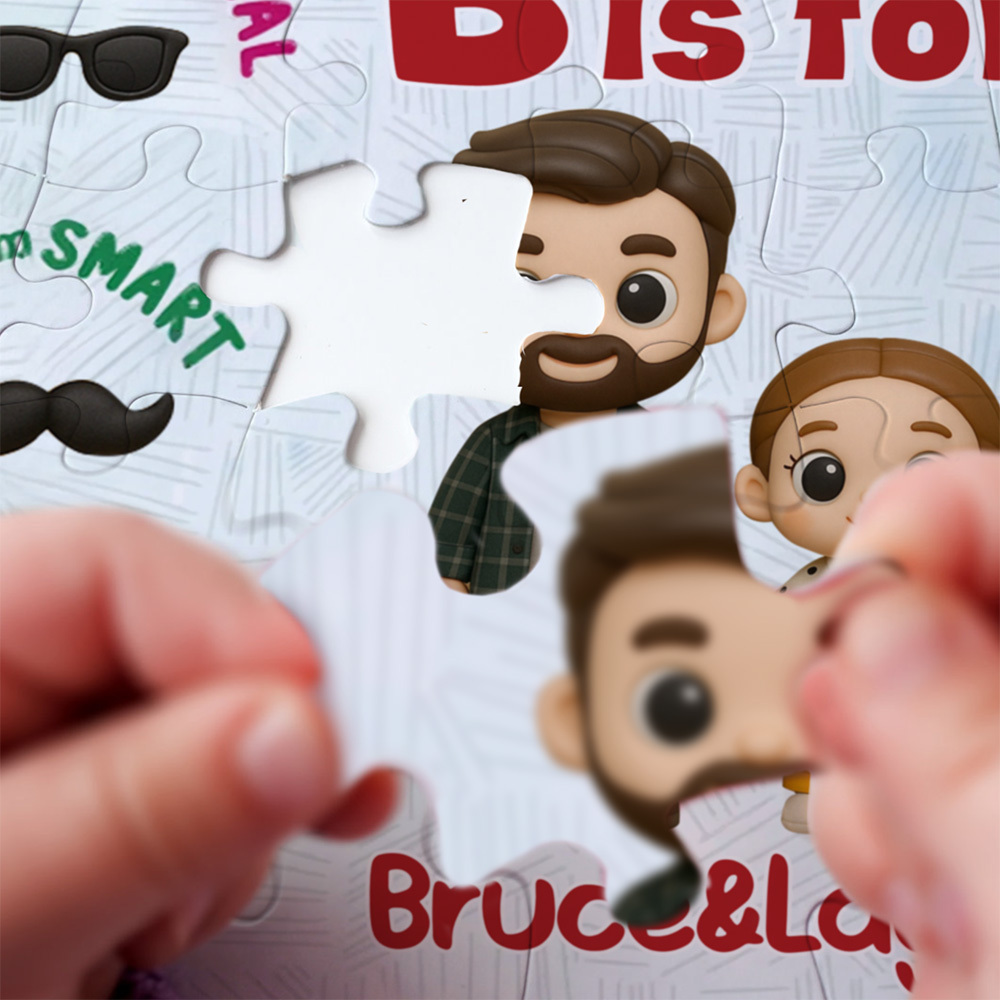 Rompecabezas De Dibujos Animados Personalizado Con Nombres. Rompecabezas Personalizado. Feliz Día Del Padre. Regalo Para Papá. Moda 2025. - MyFaceSocksES