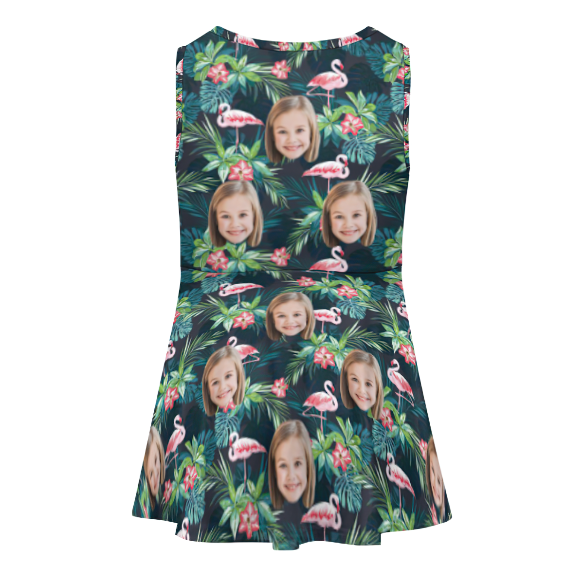 Vestido De Cara Personalizado, Vestidos Hawaianos De Verano Personalizados Para Niñas, Flor De Flamenco - MyFaceSocksES