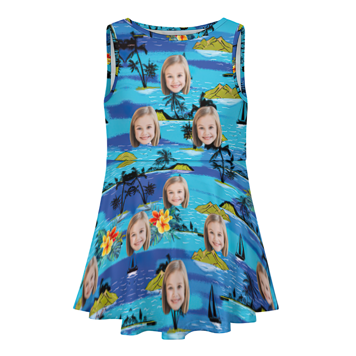 El Vestido De Encargo De La Cara Personalizó El Estilo Hawaiano Del Día De Fiesta De Los Vestidos De Las Muchachas Del Verano - MyFaceSocksES