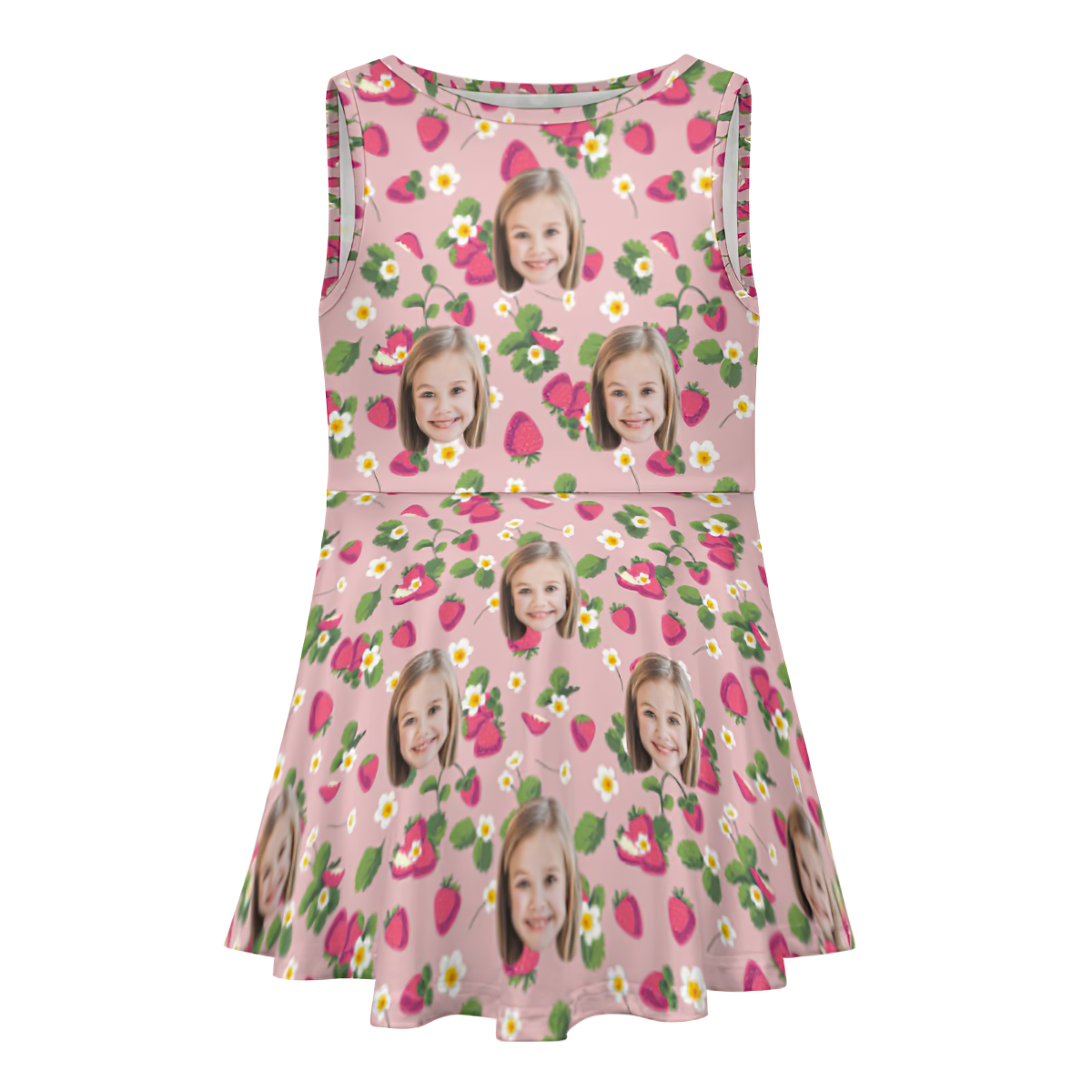 Fresa Dulce De Los Vestidos Rosados de Las Muchachas Hawaianas Personalizadas Del Verano Del Vestido De Cara De Encargo - MyFaceSocksES