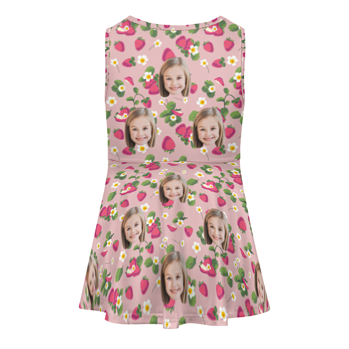 Fresa Dulce De Los Vestidos Rosados de Las Muchachas Hawaianas Personalizadas Del Verano Del Vestido De Cara De Encargo - MyFaceSocksES