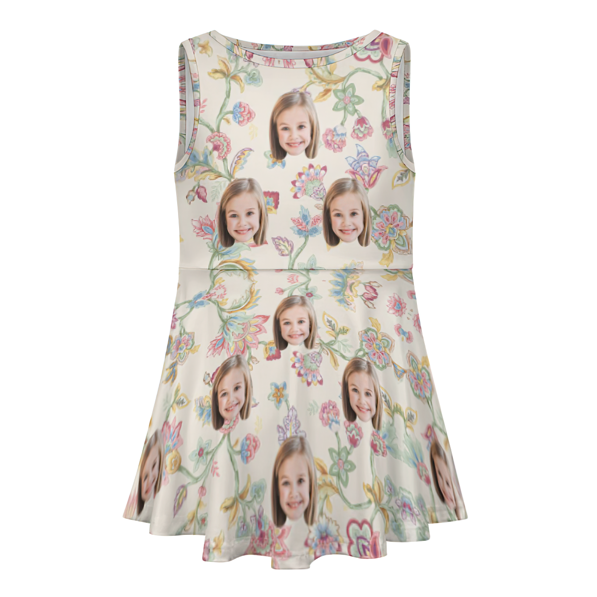 Vestido De Cara Personalizado, Vestidos Hawaianos De Verano Personalizados Para Niñas, Flores Rosas - MyFaceSocksES
