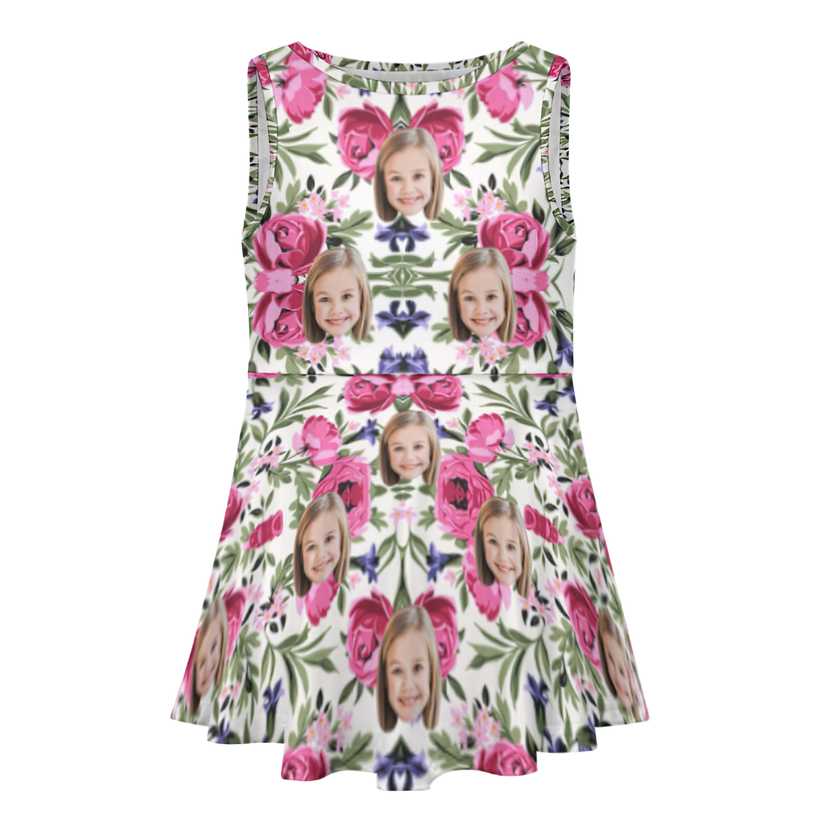 Vestido De Cara Personalizado, Vestidos Hawaianos De Verano Personalizados Para Niñas, Rosas Rosadas - MyFaceSocksES