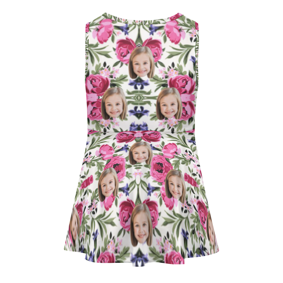 Vestido De Cara Personalizado, Vestidos Hawaianos De Verano Personalizados Para Niñas, Rosas Rosadas - MyFaceSocksES