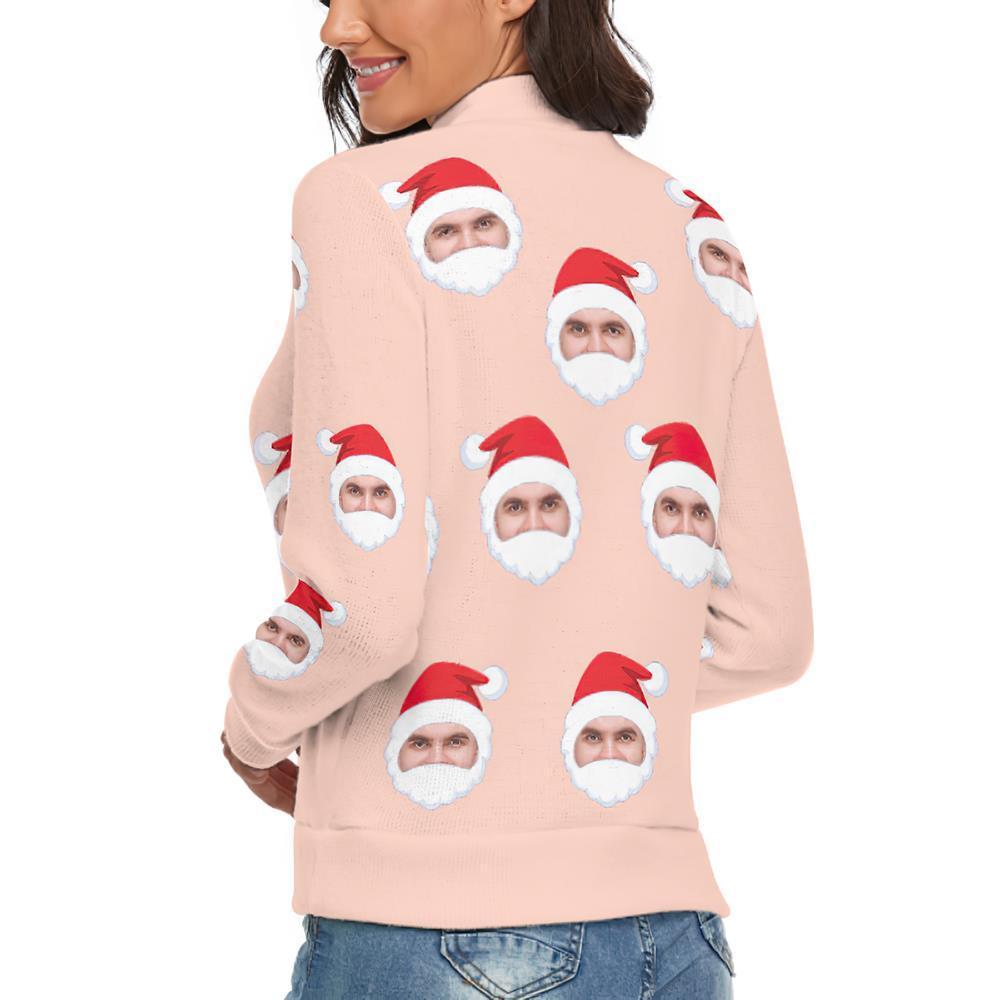 Jersey De Cuello Alto Con Cara Personalizada Para Mujer Suéter Feo De Navidad Suéteres Sueltos De Punto - Papá Noel - MyFaceSocksES