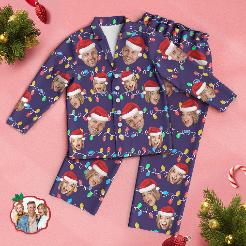 Pijama De Cara Personalizado Foto Personalizada Navidad Familia Navidad Led Pijamas - MyFaceSocksES