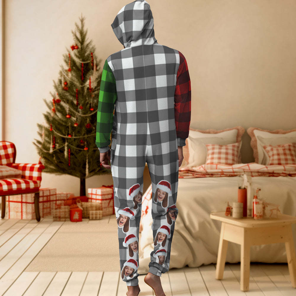 Custom Text Christmas Onesies Pajamas One-Piece Sleepwear Christmas Gift - MyFaceSocksES