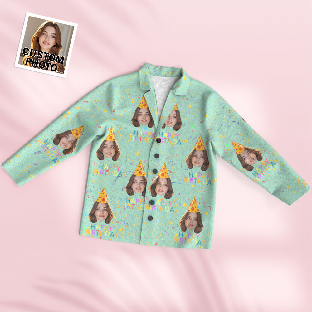 Pijama De Manga Larga Con Foto Personalizada Y Texto 'feliz Cumpleaños' - MyFaceSocksES