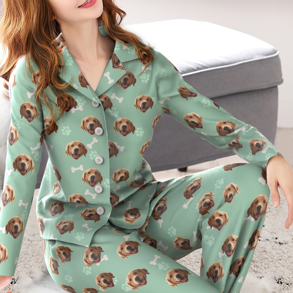 Pijamas De Manga Larga Con Cara Personalizada, Conjunto De Ropa De Dormir, Pijamas Personalizados Con Foto De Hueso - MyFaceSocksES