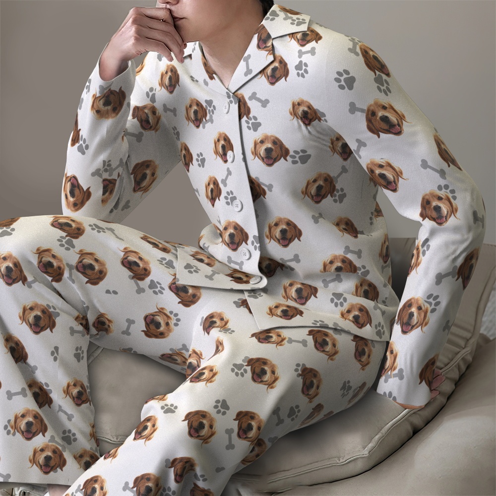 Pijamas De Manga Larga Con Cara Personalizada, Conjunto De Ropa De Dormir, Pijamas Personalizados Con Foto De Hueso - MyFaceSocksES