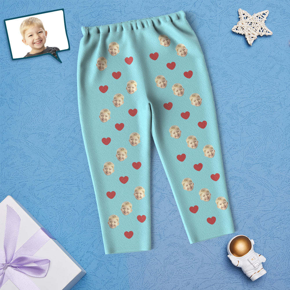 Pijamas Para Niños Con Cara Personalizada Ropa De Dormir Para Niños Personalizada - Love Heart - MyFaceSocksES