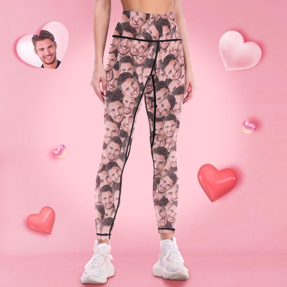 Pantalones De Yoga De Polainas De Puré De Cara De Mujer Personalizados - MyFaceSocksES