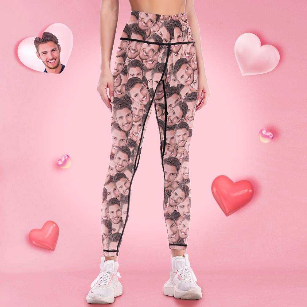 Pantalones De Yoga De Polainas De Puré De Cara De Mujer Personalizados - MyFaceSocksES
