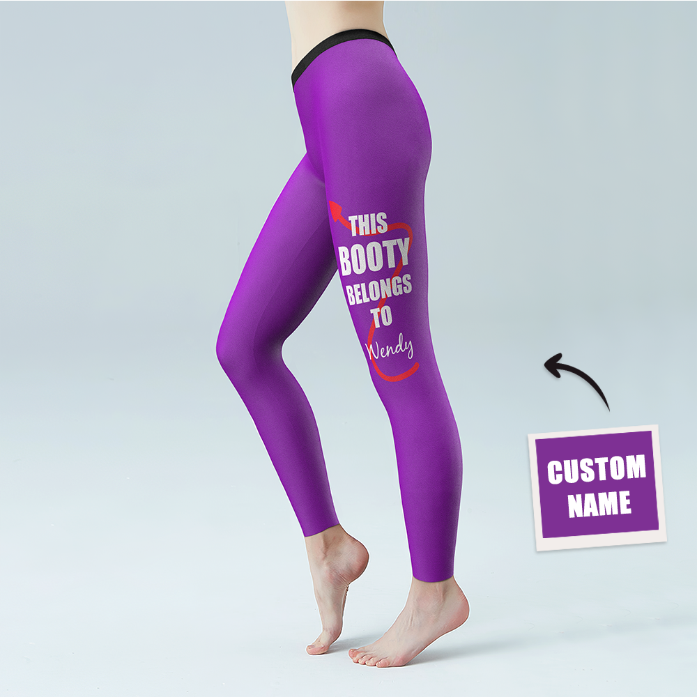 Pantalones De Gimnasia De Yoga Para Mujer Leggings Con Texto Personalizado - Logotipo Impreso Personalizado En La Parte Inferior De La Pierna - MyFaceSocksES