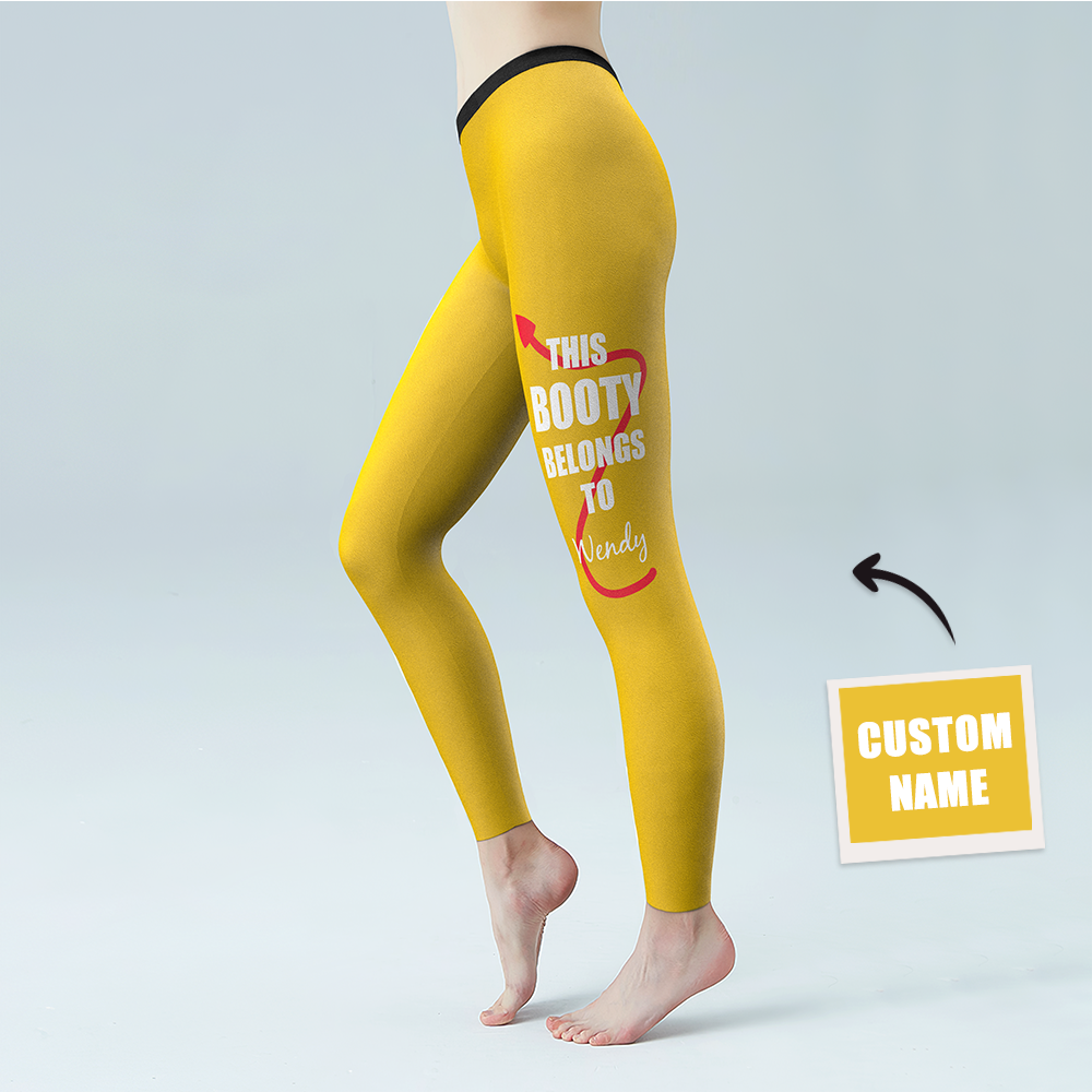 Pantalones De Gimnasia De Yoga Para Mujer Leggings Con Nombre Personalizado: Este Botín Pertenece Al Nombre - MyFaceSocksES