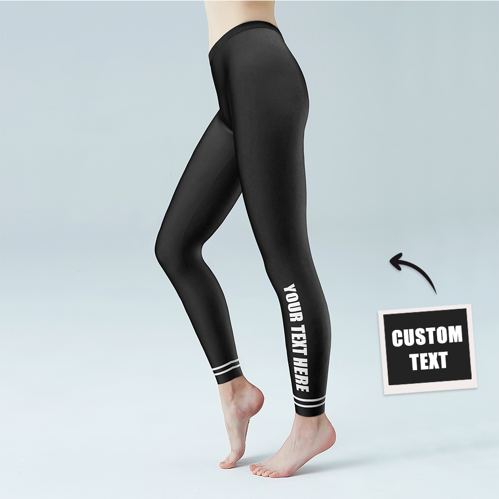 Pantalones De Gimnasia De Yoga Para Mujer Leggings Con Texto Personalizado - Logotipo Impreso Personalizado En La Parte Inferior De La Pierna - MyFaceSocksES