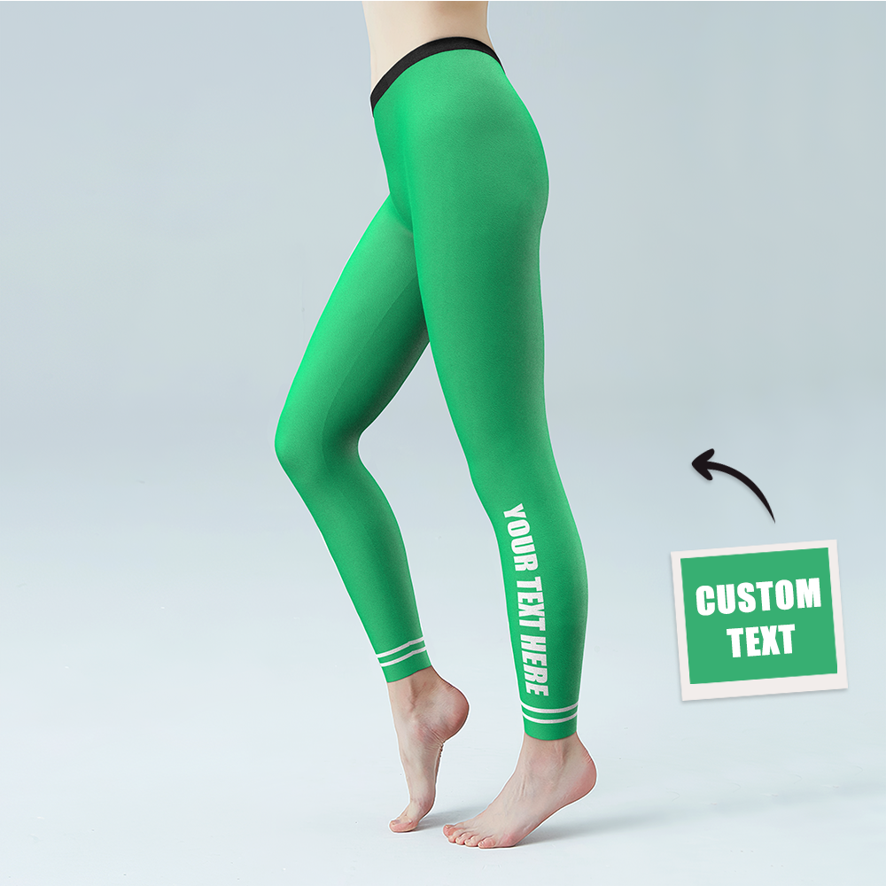 Pantalones De Gimnasia De Yoga Para Mujer Leggings Con Texto Personalizado - Logotipo Impreso Personalizado En La Parte Inferior De La Pierna - MyFaceSocksES