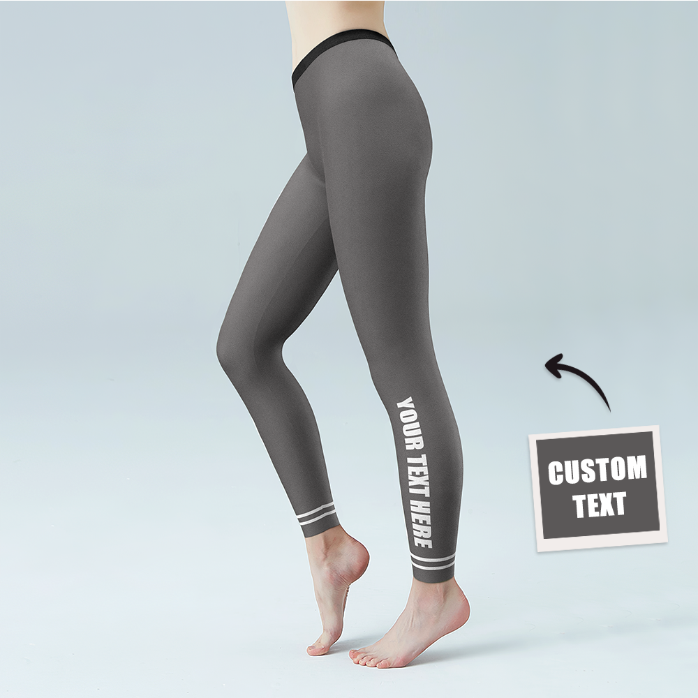 Pantalones De Gimnasia De Yoga Para Mujer Leggings Con Texto Personalizado - Logotipo Impreso Personalizado En La Parte Inferior De La Pierna - MyFaceSocksES