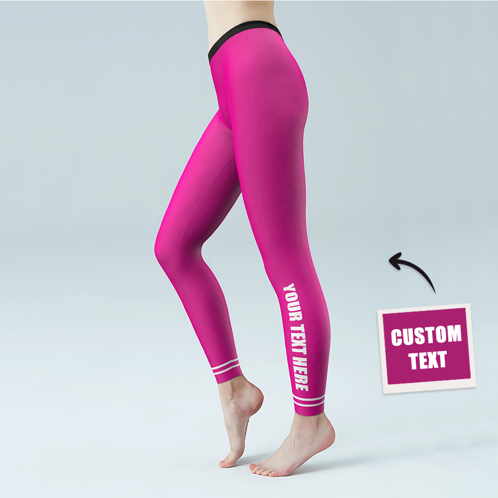 Pantalones De Gimnasia De Yoga Para Mujer Leggings Con Texto Personalizado - Logotipo Impreso Personalizado En La Parte Inferior De La Pierna - MyFaceSocksES