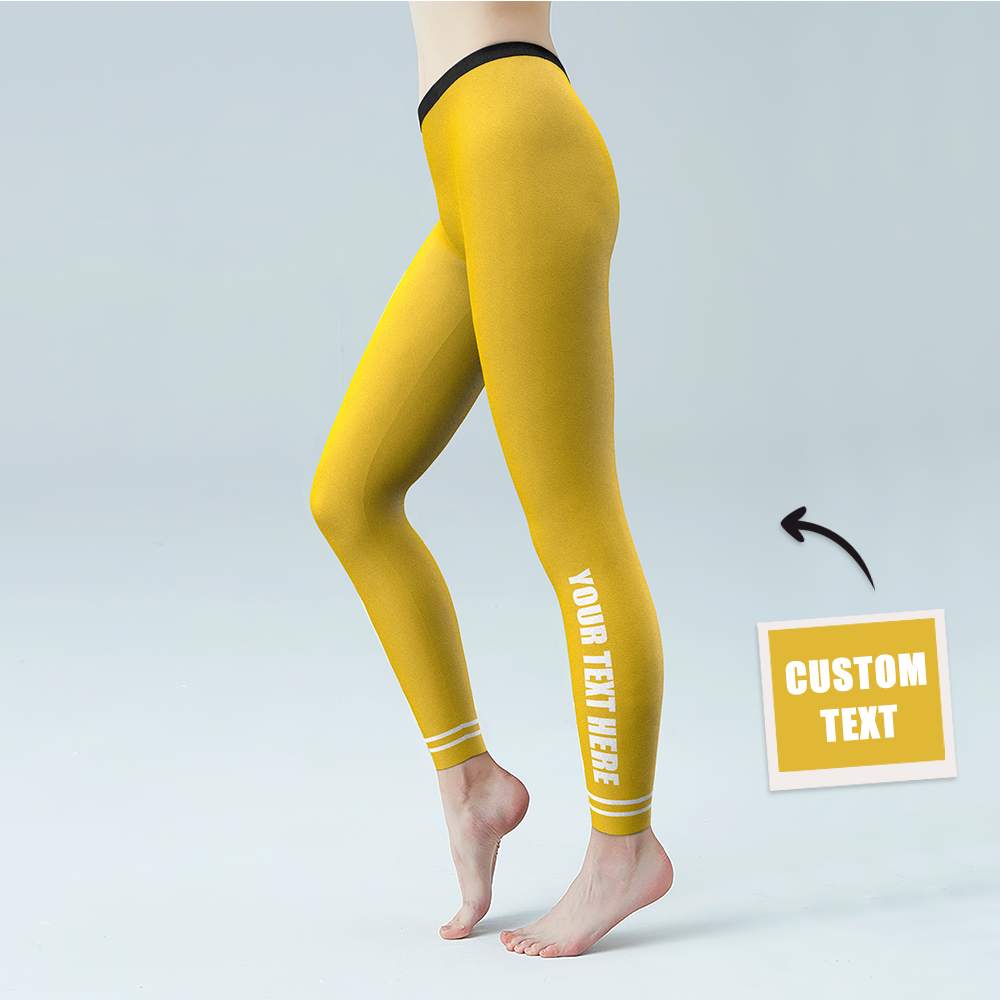 Pantalones De Gimnasia De Yoga Para Mujer Leggings Con Texto Personalizado - Logotipo Impreso Personalizado En La Parte Inferior De La Pierna - MyFaceSocksES
