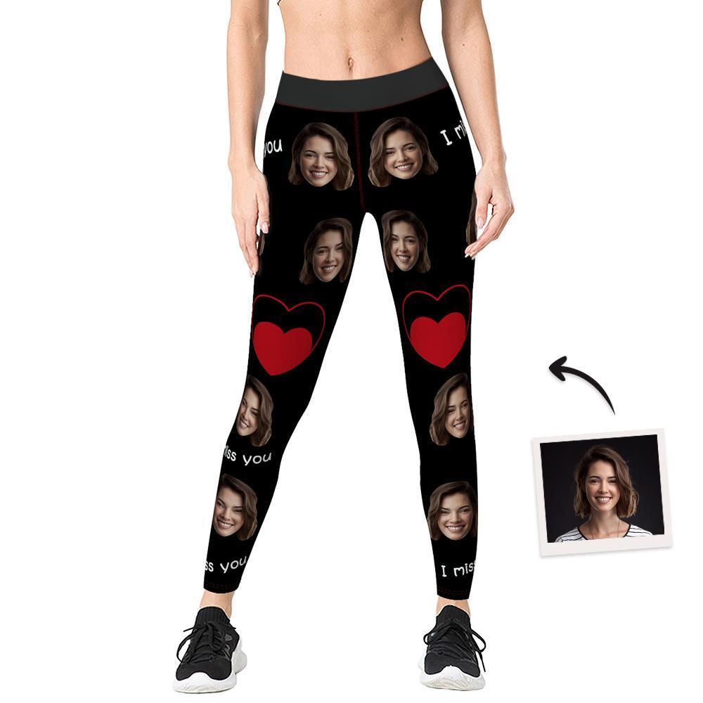 Custom Face Love Heart I Miss You Yoga Leggings Regalo Del Día De La Madre - MyFaceSocksES