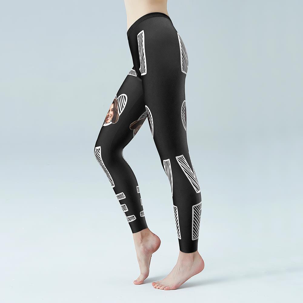 Calzas De Talle Bajo Con Diseño Personalizado De Face Love Pantalones De Yoga Con Foto Personalizada - MyFaceSocksES