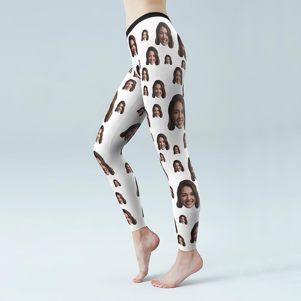 Pantalones De Gimnasia De Yoga Para Mujer Con Polainas De Color Sólido De Cara Personalizada - MyFaceSocksES