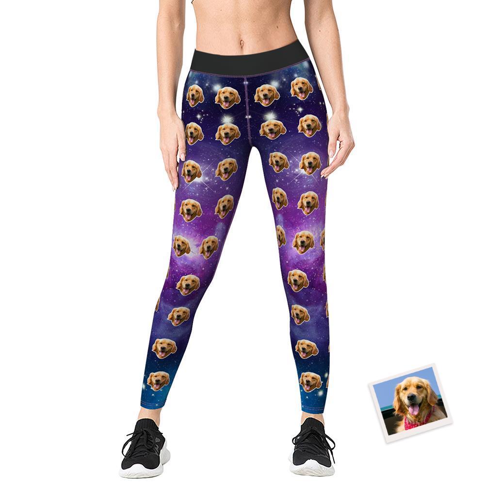 Leggings De Yoga De Color Sólido Con Cara Personalizada-galaxy - MyFaceSocksES