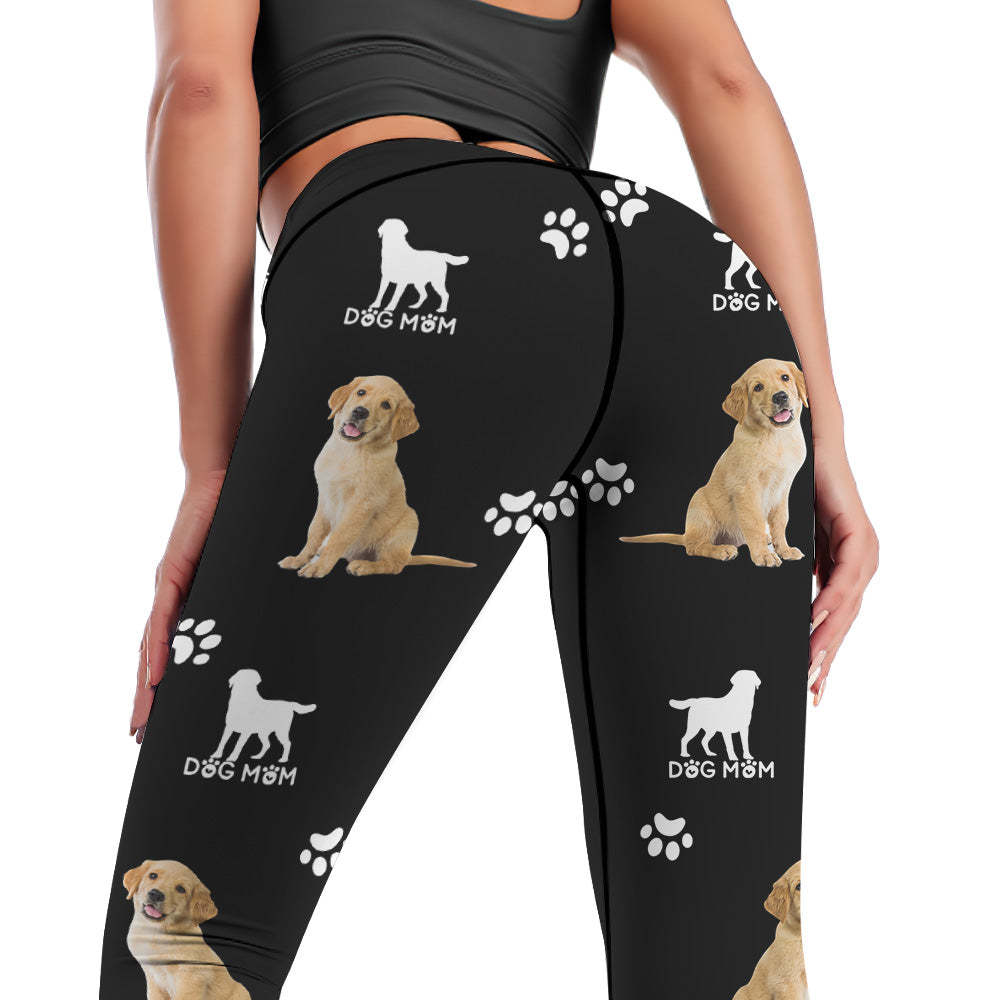 Pantalones De Yoga De Polainas De Cara De Mujer Personalizados - Cuerpo Completo Personalizado De Mamá De Perro - MyFaceSocksES