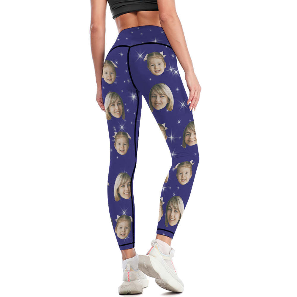 Pantalones De Yoga Leggings Rostro De Mujer Personalizados - Estrella - MyFaceSocksES