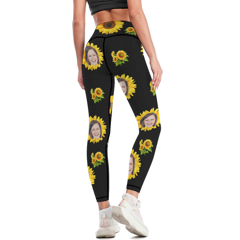 Pantalones De Yoga Leggings Rostro De Mujer Personalizados - Girasol - MyFaceSocksES
