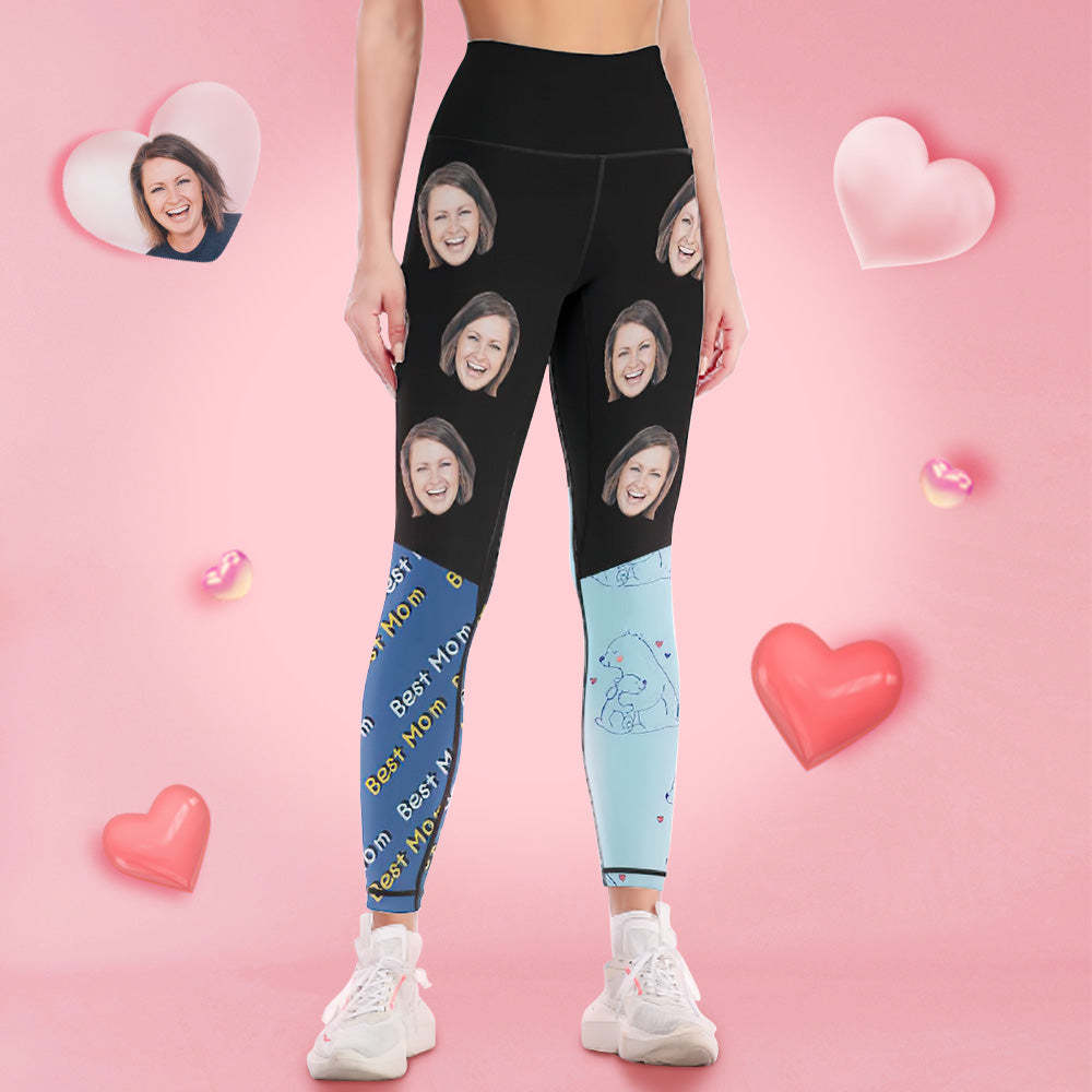 Pantalones De Yoga De Polainas De Cara De Mujer Personalizados - La Mejor Mamá Del Mundo - MyFaceSocksES