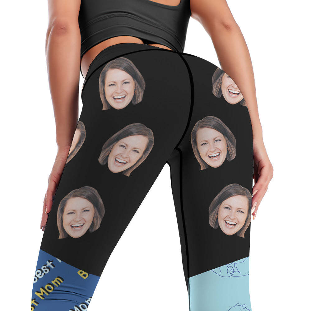 Pantalones De Yoga De Polainas De Cara De Mujer Personalizados - La Mejor Mamá Del Mundo - MyFaceSocksES