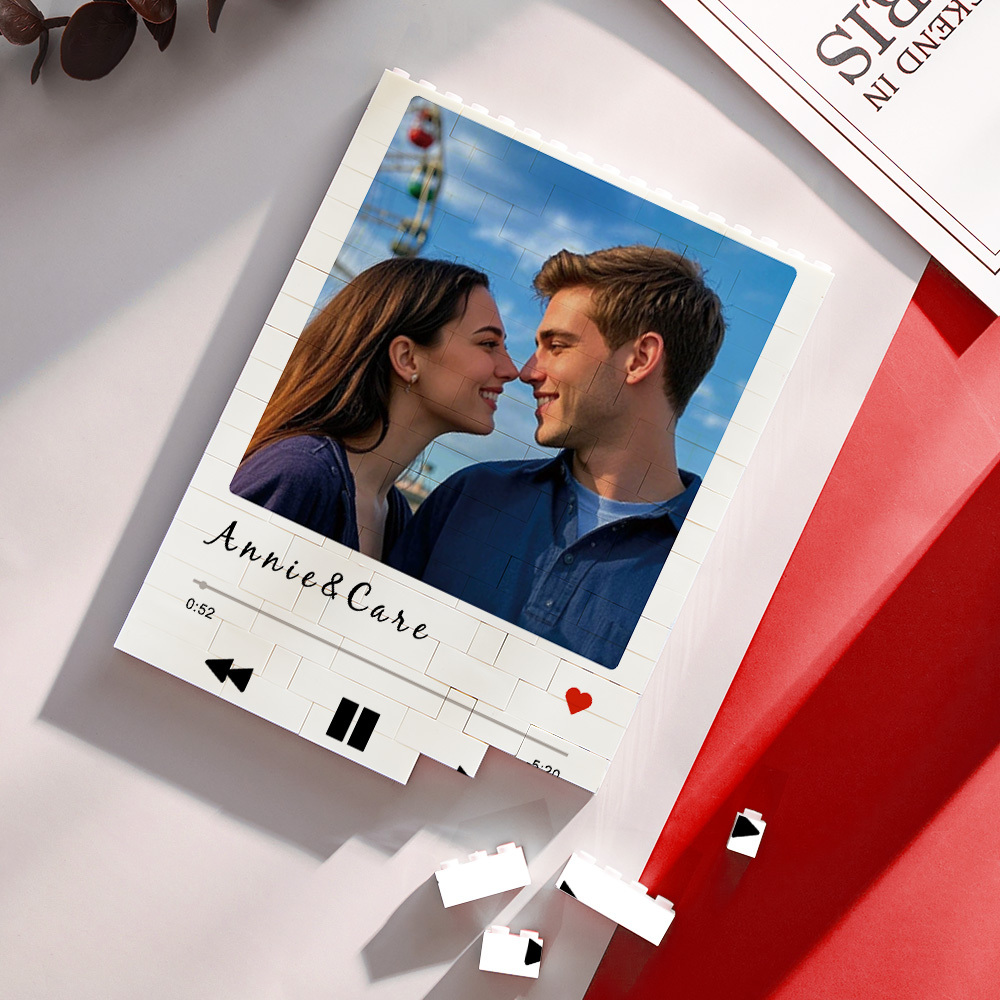 Rompecabezas De Bloques De Construcción Personalizados Con Cuatro Fotos Y Textos. Bloques De Construcción De Pareja Personalizados Con Nombres. Regalo De San Valentín Para Él O Ella. - MyFaceSocksES