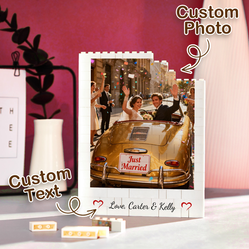 Rompecabezas De Bloques De Construcción Personalizados Con Cuatro Fotos Y Textos. Bloques De Construcción De Pareja Personalizados Con Nombres. Regalo De San Valentín Para Él O Ella. - MyFaceSocksES