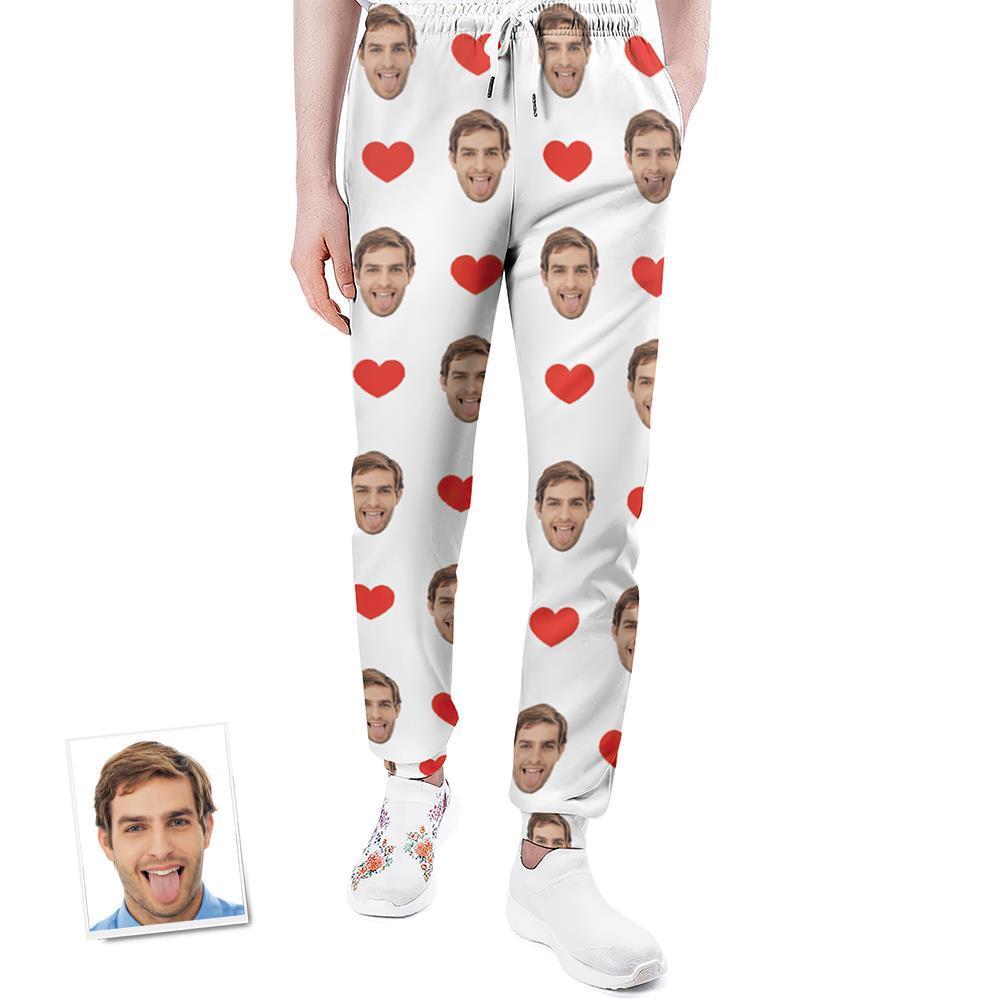 Pantalones De Chándal Personalizados Joggers Unisex Con Estampado De Corazón En La Cara - MyFaceSocksES