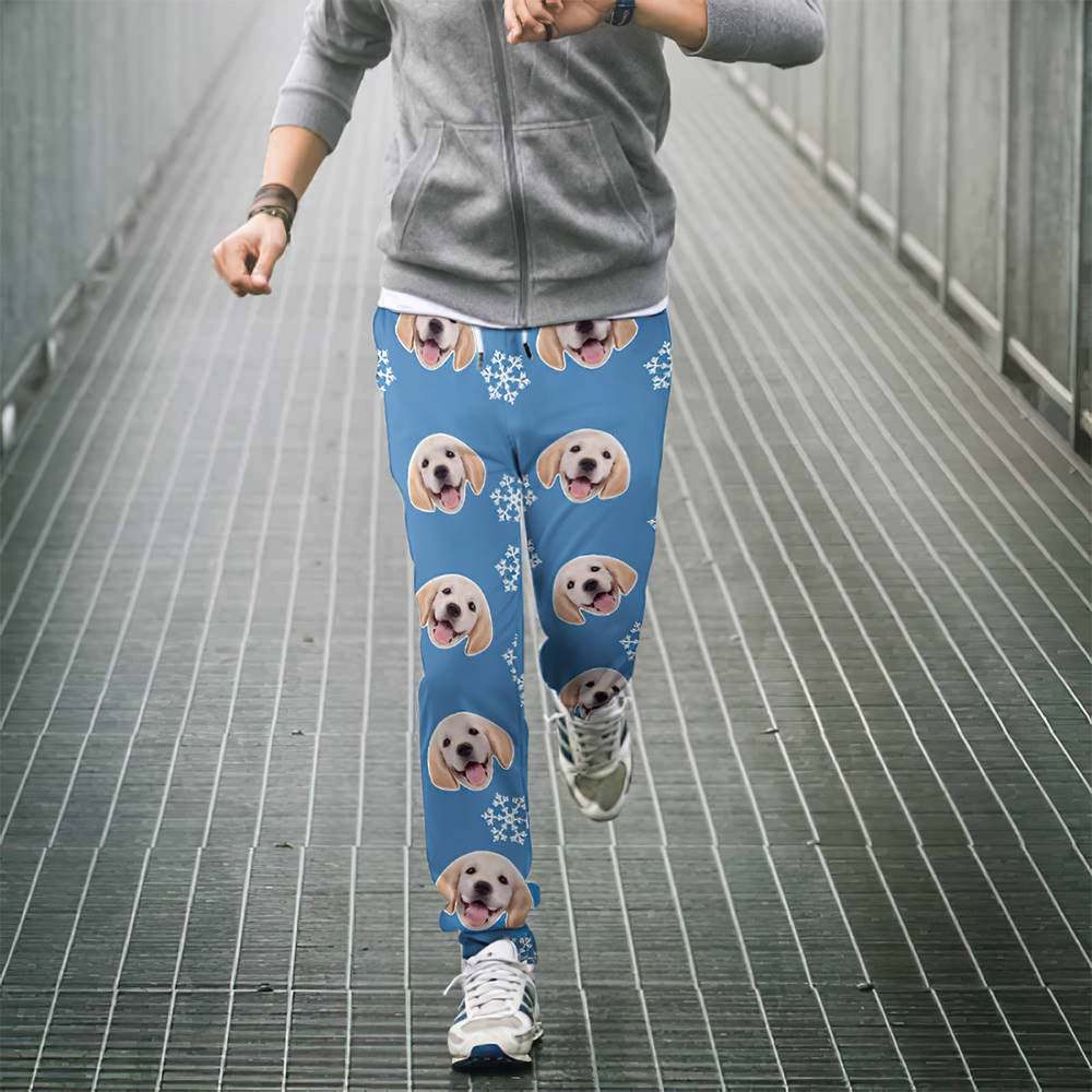 Pantalones De Chándal De Navidad Con Cara De Perro Personalizados Joggers Unisex - MyFaceSocksES