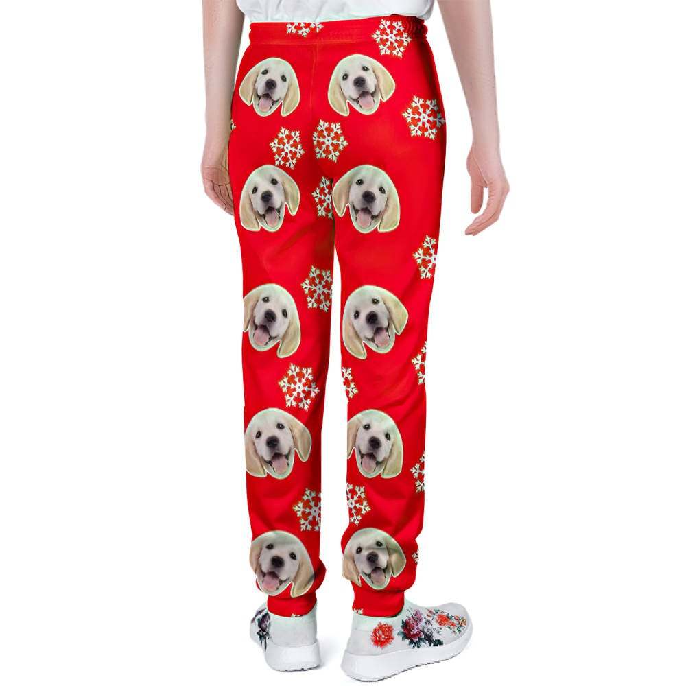 Pantalones De Chándal De Navidad Con Cara De Perro Personalizados Joggers Unisex - MyFaceSocksES
