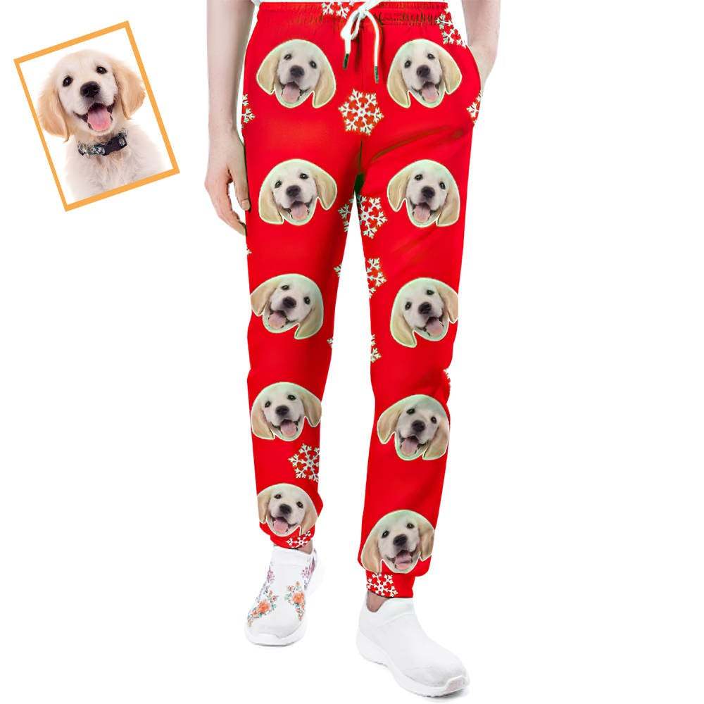 Pantalones De Chándal De Navidad Con Cara De Perro Personalizados Joggers Unisex - MyFaceSocksES