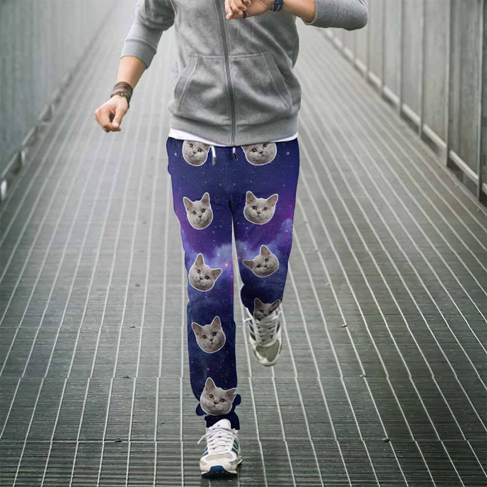 Pantalones De Chándal Personalizados Con Cara De Gato Joggers Unisex Universe Style - MyFaceSocksES