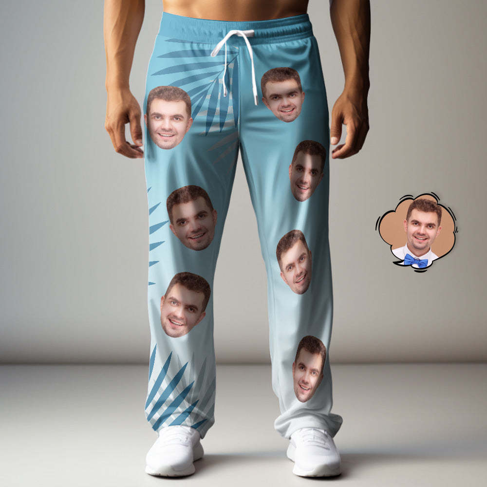 Pantalones De Chándal De Cara Personalizados Pantalones De Golf Casuales Personalizados Con Hoja Degradada Para Él - MyFaceSocksES