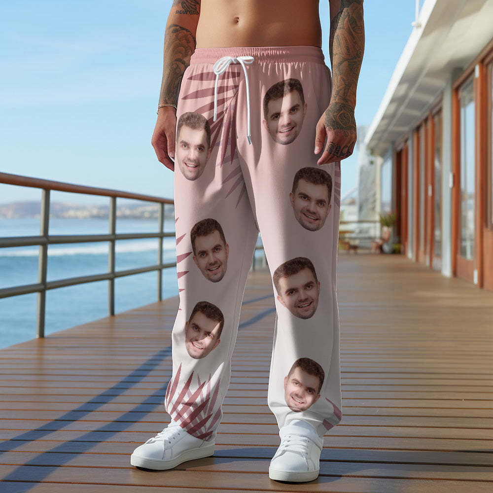 Pantalones De Chándal De Cara Personalizados Pantalones De Golf Casuales Personalizados Con Hoja Degradada Para Él - MyFaceSocksES