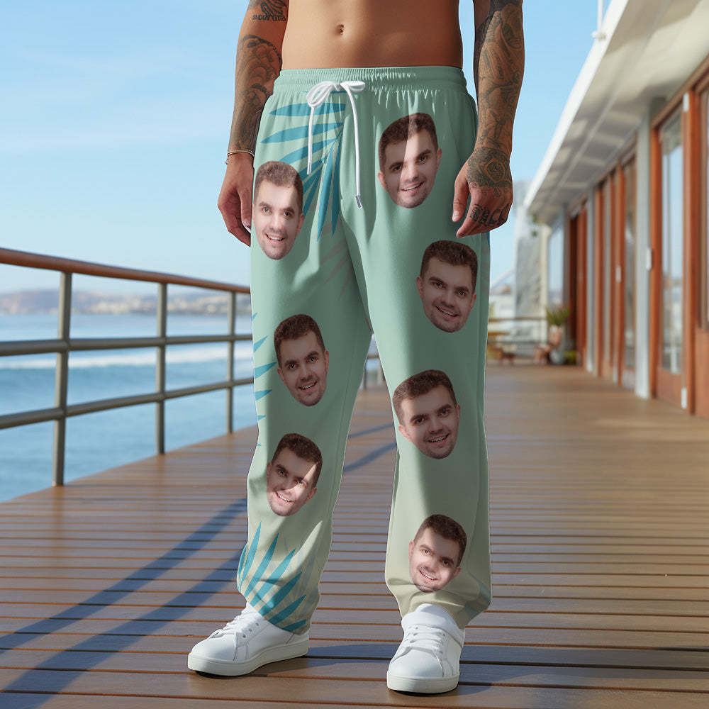 Pantalones De Chándal De Cara Personalizados Pantalones De Golf Casuales Personalizados Con Hoja Degradada Para Él - MyFaceSocksES