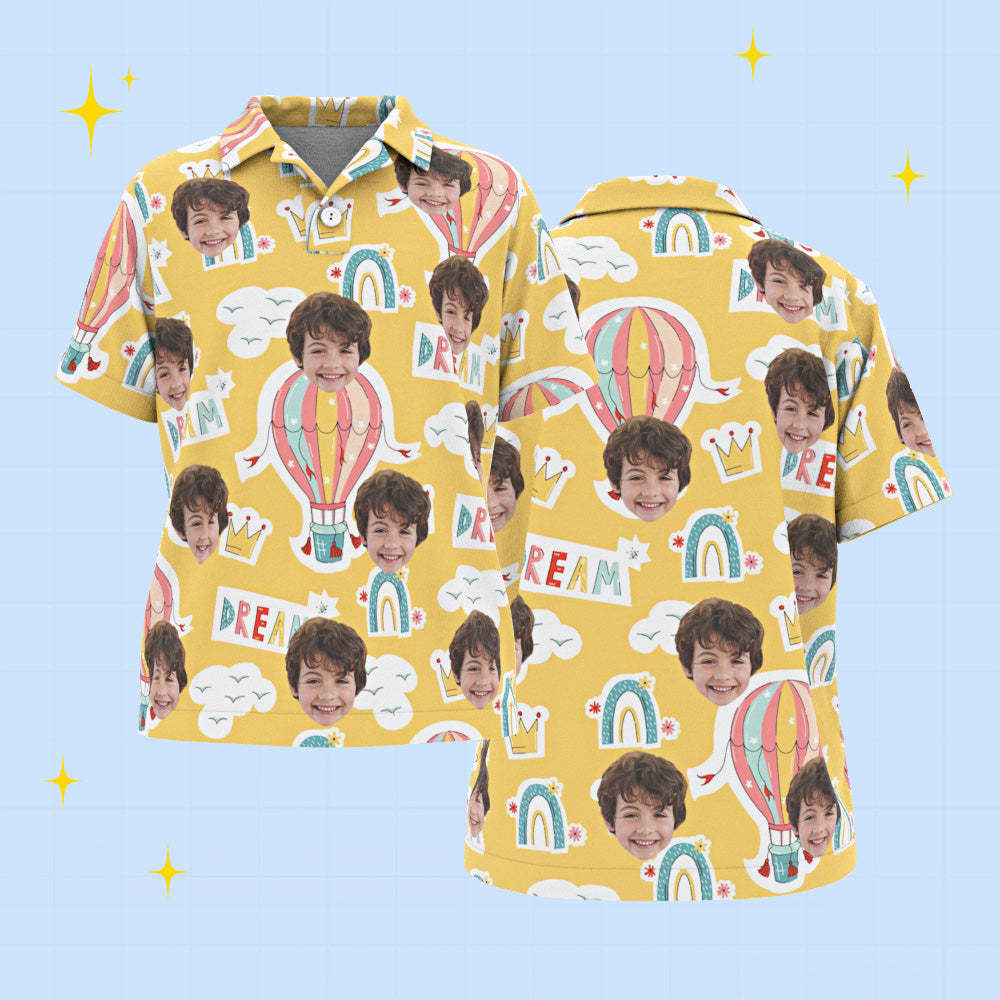Los Polos De Encargo De Los Niños De La Cara Personalizaron La Camisa De La Foto Sueños Coloridos - MyFaceSocksES