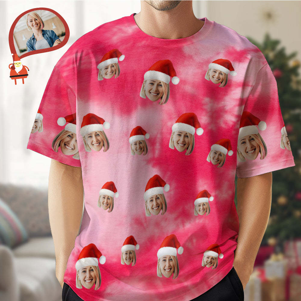Camiseta Con Cara Personalizada Regalos De Navidad Camiseta Navideña Con Efecto Tie-dye - MyFaceSocksES