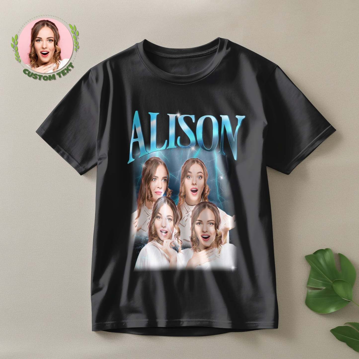 Camiseta Personalizada Con Foto Y Nombre Retro De Lightning, Regalo Especial Para Pareja - MyFaceSocksES