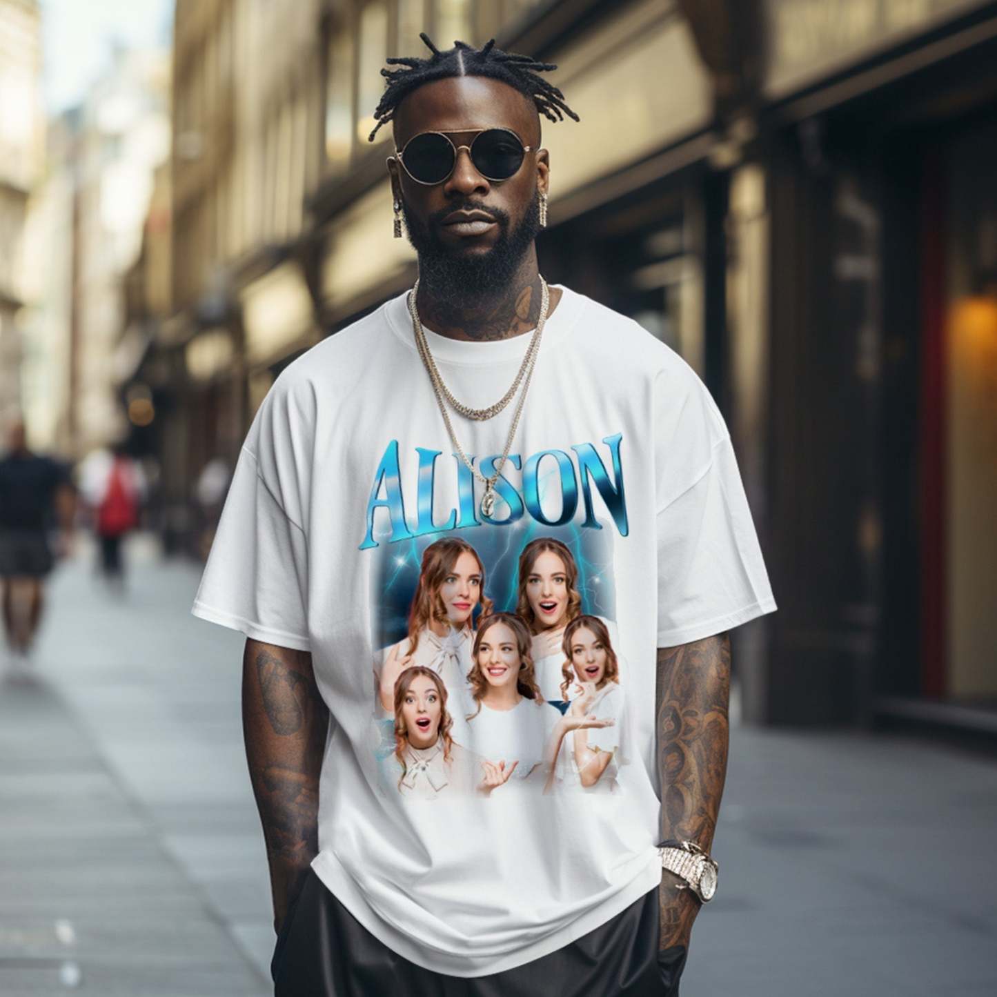 Camiseta Personalizada Con Foto Y Nombre Retro De Lightning, Regalo Especial Para Pareja - MyFaceSocksES