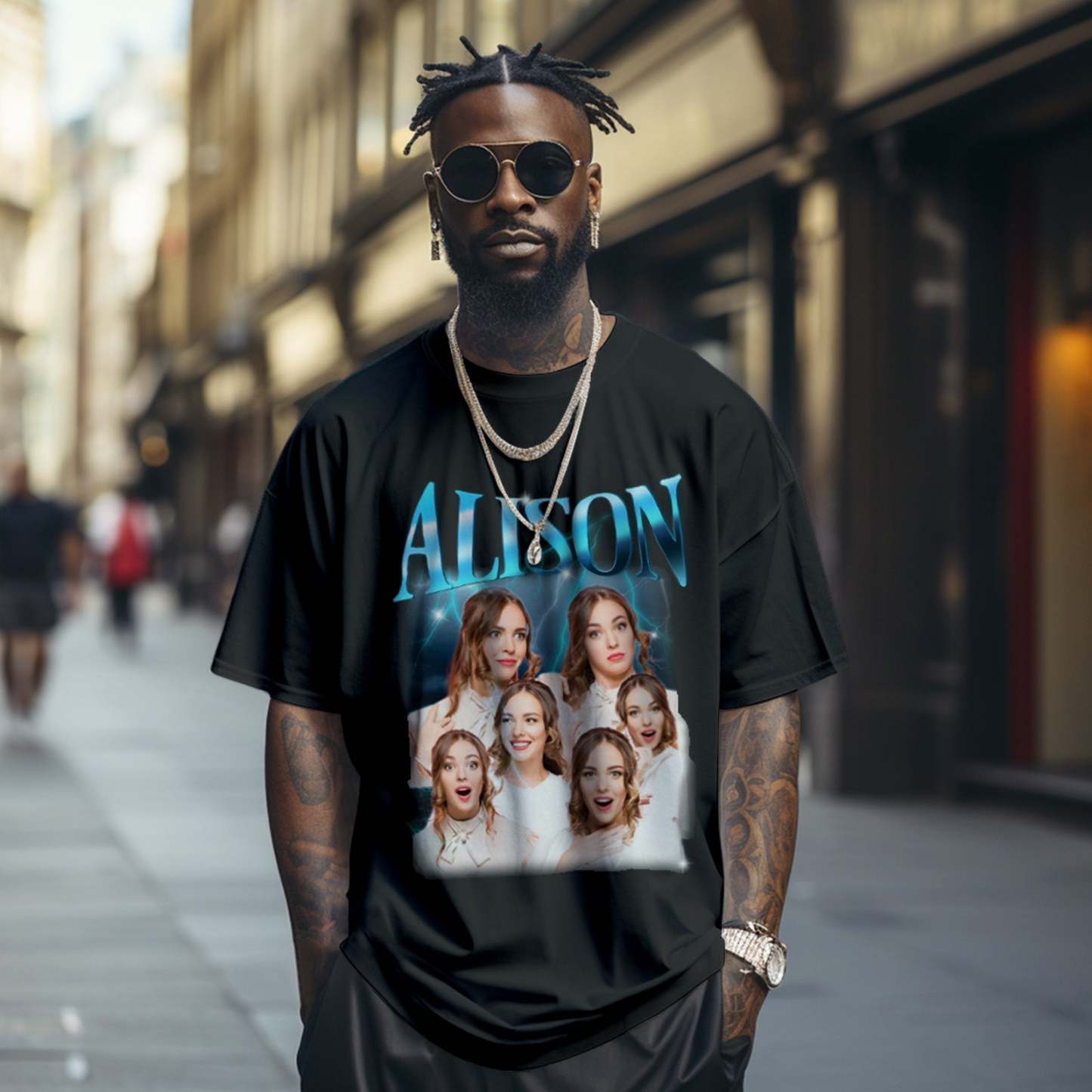 Camiseta Personalizada Con Foto Y Nombre Retro De Lightning, Regalo Especial Para Pareja - MyFaceSocksES