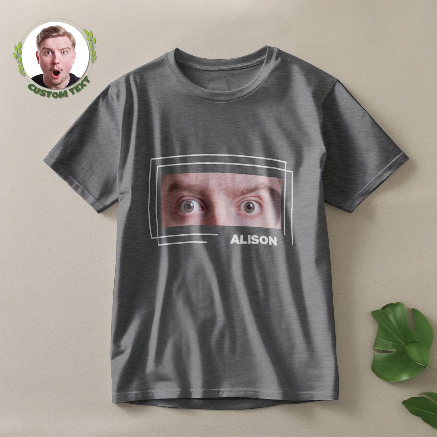 Camiseta Personalizada Con Ojos Y Nombre, Camiseta Divertida Con Ojos Grandes, Regalo Para Pareja - MyFaceSocksES